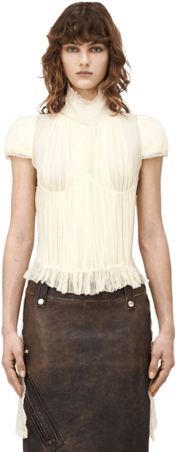Alexander McQueen Women's Pleated Chiffon Top