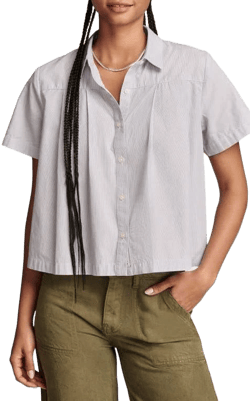 Lucky Brand Women's Pleated Cotton Poplin Shirt