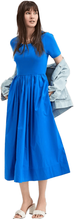 On 34th Women's Mixed-Media Short-Sleeve Midi Dress