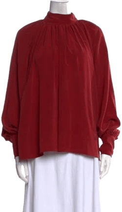 Co. Tops Silk Mock Neck Blouse