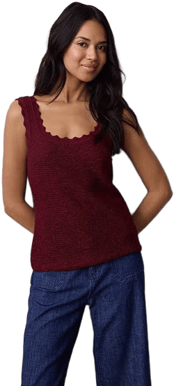 LC Lauren Conrad Scallop Trim Silk Tank Top