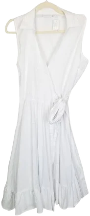 New York & Company Wrap Knee Length Ruffle Dress