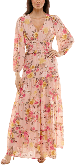 Moda Tara Women's Floral Print A-Line Maxi Dress