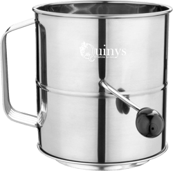 8 Cup Flour Sifter With Fine Mesh Stainless Steel Rotary Hand Crank and Agitator Wire Loop, Sugar Sifter - Corrosion Resistant - Bake & Decorate Cakes, Baking Accessories