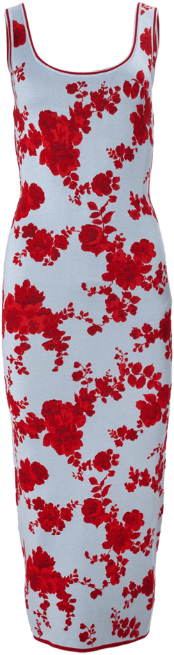 Carolina Herrera Women's Floral Jacquard Scoop-Neck Midi Dress