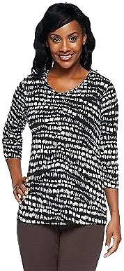 Susan Graver Liquid Knit V-Neck 3/4 Sleeve Top