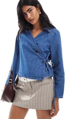 ASOS Wrap Tie Denim Shirt