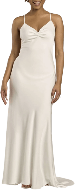 David's Bridal Edit Matte Satin Spaghetti Strap Slip Dress