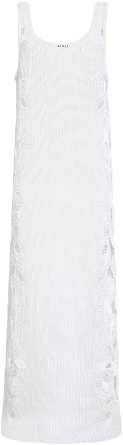 ALAÏA Guipure Lace Flower Midi Dress