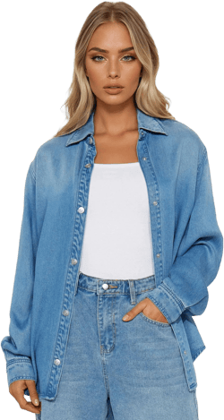 Fashion Nova Women's Sweet Southern Charm Oversized Denim Shirt