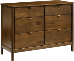 babyletto Bondi 6-Drawer Assembled Dresser in Natural Walnut with Vegan Leather Drawer Pulls, Greenguard Gold Certified
