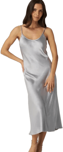Franne Golde Women's Bias Cut Satin Midi Slip Dress