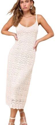 Lulus Sleeveless Crochet Midi Dress