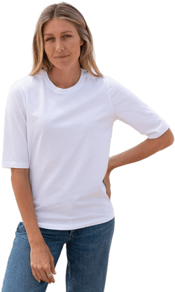 The Classic T-Shirt Company 100% Organic Cotton Made In The US Womens Elbow Sleeve Crew Neck