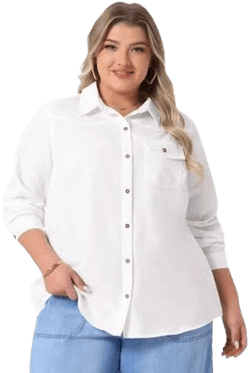 Agnes Orinda Women's Plus Size Business Casual Denim Button-Down Shirt