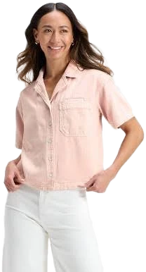 Universal Thread Women's Short Sleeve Button-Down Denim Shirt