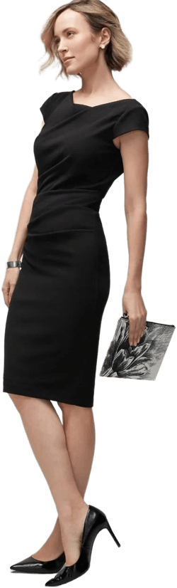 White House Black Market Women's Cap Sleeve Draped Sheath Dress