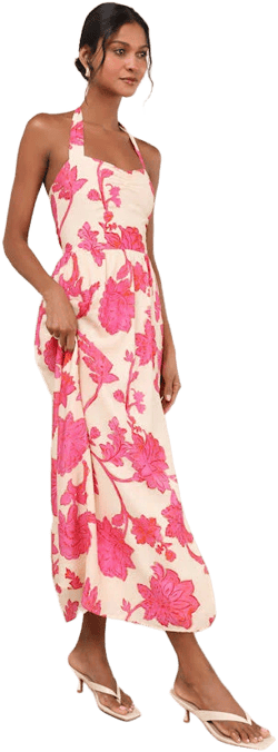 Lulus Floral Halter Maxi Dress