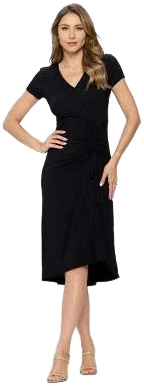 West K Women's Emma Ruched Faux-Wrap Midi Dress