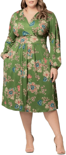 Floral Print Long Sleeve Midi Dress