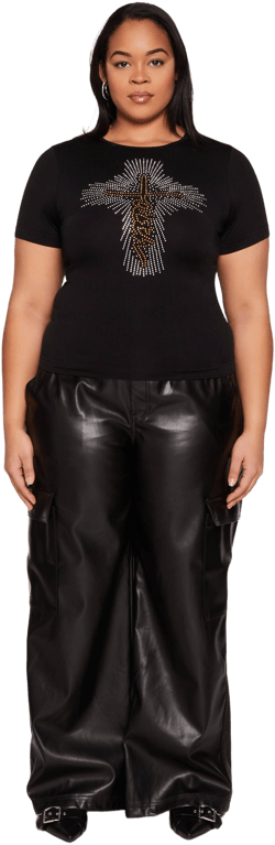 Women's Faith Cross Rhinestone Top