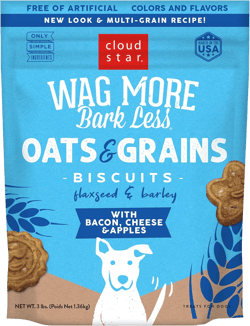 Cloud Star Wag More Bark Less Crunchy Dog Treats, Oats & Grains Bacon, Cheese & Apples, 3 lbs. Bag Bacon, Cheese & Apples 48 Fl Oz (Pack of 1)
