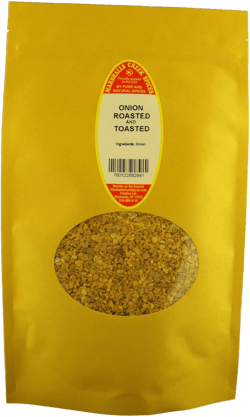 Marshalls Creek Spices ROASTED (TOASTED) ONION CHOPPED 8 oz. Kraft Stand Up Pouch ECO Friendly Recyclable Mailer