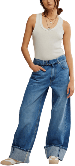 Free People Women's East Bay Cuffed Jeans
