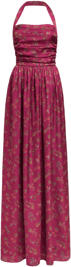 Anastasia Floral Ruched Halter Gown