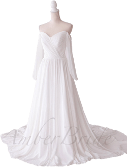 Modern A-Line Long Sleeve Wedding Dress with Strapless Train