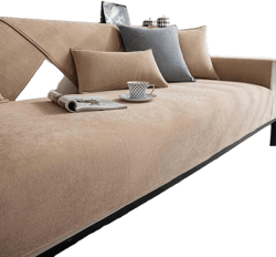 Upgraded Couch Covers- Sofa Covers Chenille Sofa Couch Covers Wear-Resistant Non-Slip Universal Sofa Cover for Sectional Slipcovers L Shape Couch Cushion Covers Furniture Protector(Light Brown,70X150C