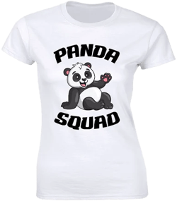 Panda Squad White Crew Neck T-shirt For Women Cute Gift Tee