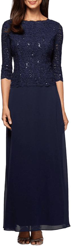 Alex Evenings Women's Lace-Bodice Gown