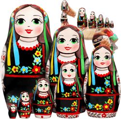 AEVVV Matryoshka Dolls Set of 7 pcs - Nesting Dolls in Ukrainian Vyshyvanka for Women - Baboushka Nesting Dolls in Ukrainian Traditional Costume