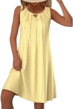 Modlily Sleeveless Round Neck Jacquard A-Line Dress
