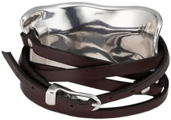 Unode50 Sterling Silver-Plated Bracelet with Leather Straps