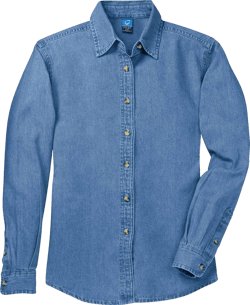 Port & Company Women's Long Sleeve Denim Shirt