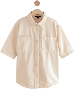 Next Ecru Oversized Cotton Denim Shirt
