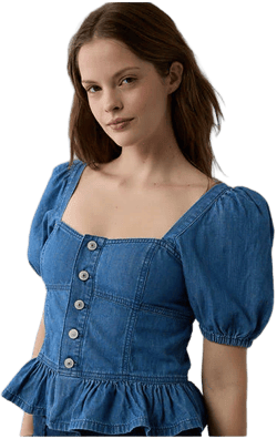 AE Denim Puff Sleeve Shirt