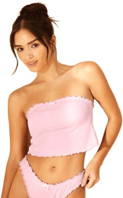 Wild Fable Women's Ruffle Edge Bandeau Cropped Tankini Top