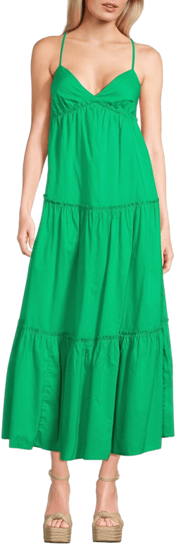 GB Tiered V-Neck Sleeveless Tie-Back Maxi Dress