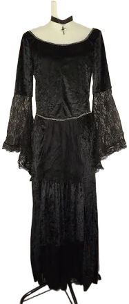 Elvira Mistress Of Dark Lace Velvet Dress Halloween Costume Jr. Lg