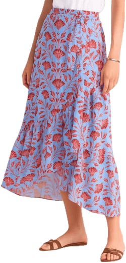 Vineyard Vines Women's Floral Ruffle Detail High-Low Cotton Skirt