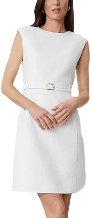 Ann Taylor Women's Belted Herringbone Linen Blend Shift Dress