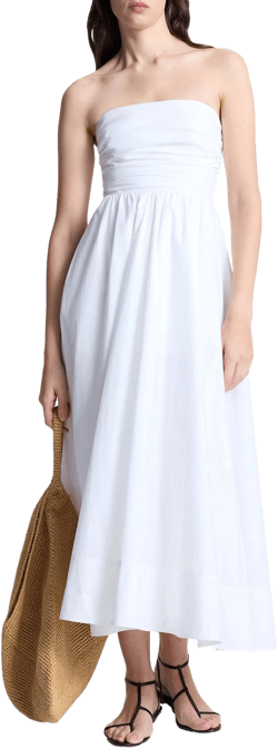 A.L.C. Tate Strapless Cotton Midi Dress