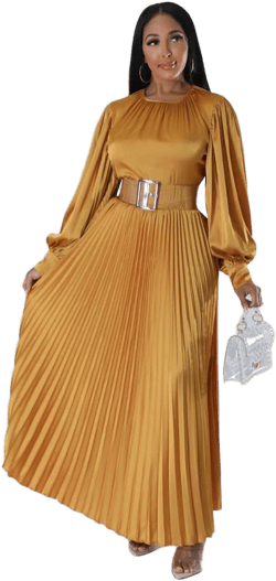 Pleated Satin Dress