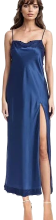 Badgley Mischka Isabel Lace Trim Maxi Slip Dress