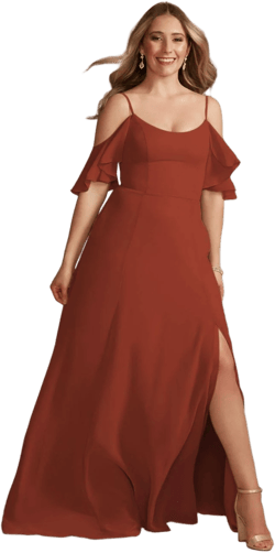 DB Studio Cold-Shoulder Chiffon Dress