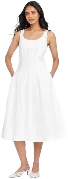 A New Day Women's Corset Midi A-Line Dress with Pockets