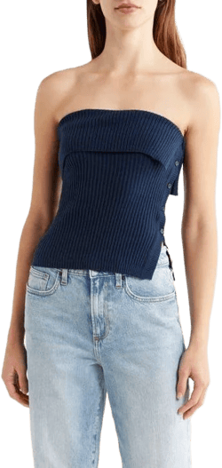 Pacsun Women's Kate Side Button Foldover Rib Tube Top